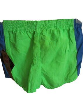 Swim Shorts 24" Vtg 90's Boys Vanderbilt Kids Medium Green & Blue Elastic Waist